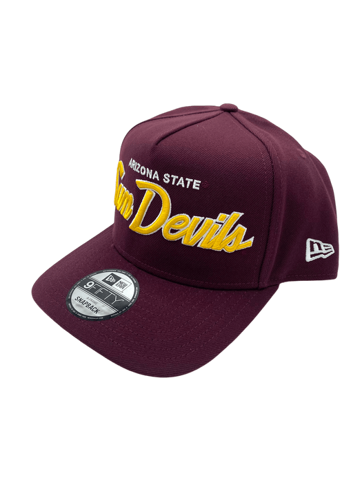 New Era Adjustable Hat OSFM / Maroon Arizona State Sun Devils New Era Maroon Script A-Frame 9FIFTY Adjustable Snapback Hat- Men's