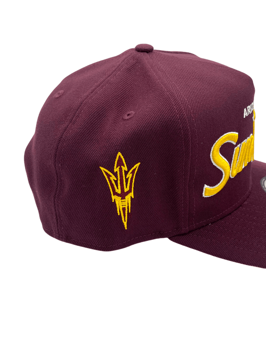 New Era Adjustable Hat OSFM / Maroon Arizona State Sun Devils New Era Maroon Script A-Frame 9FIFTY Adjustable Snapback Hat- Men's