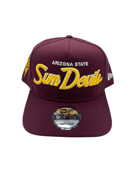 New Era Adjustable Hat OSFM / Maroon Arizona State Sun Devils New Era Maroon Script A-Frame 9FIFTY Adjustable Snapback Hat- Men's