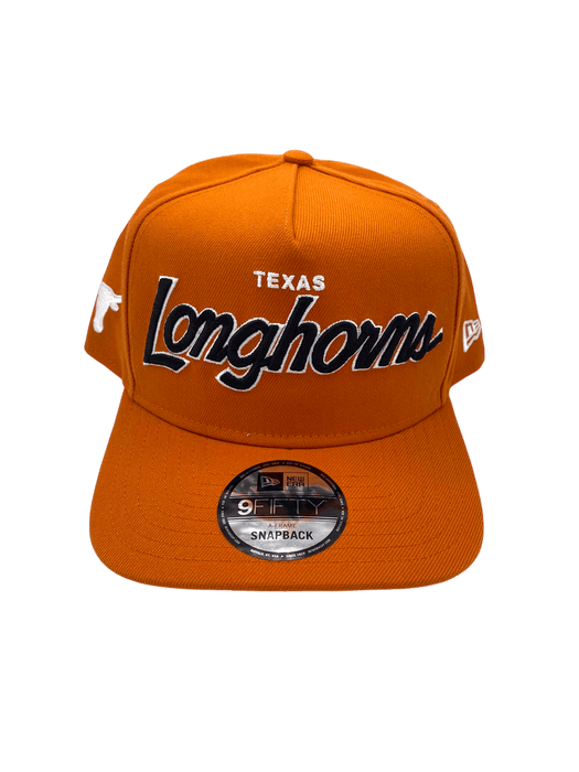 New Era Adjustable Hat OSFM / Orange Texas Longhorns New Era Burnt Orange Script A-Frame 9FIFTY Adjustable Snapback Hat- Men's