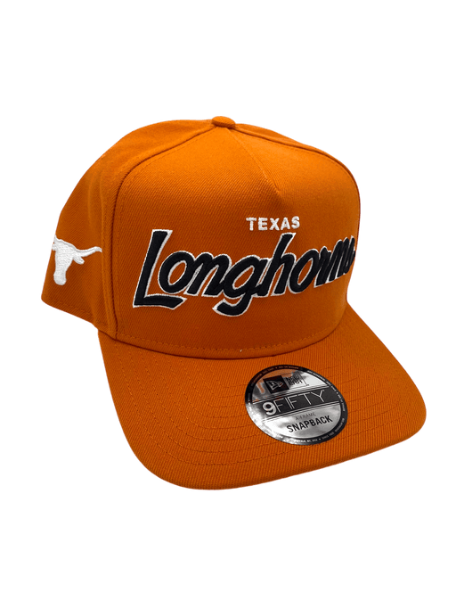 New Era Adjustable Hat OSFM / Orange Texas Longhorns New Era Burnt Orange Script A-Frame 9FIFTY Adjustable Snapback Hat- Men's