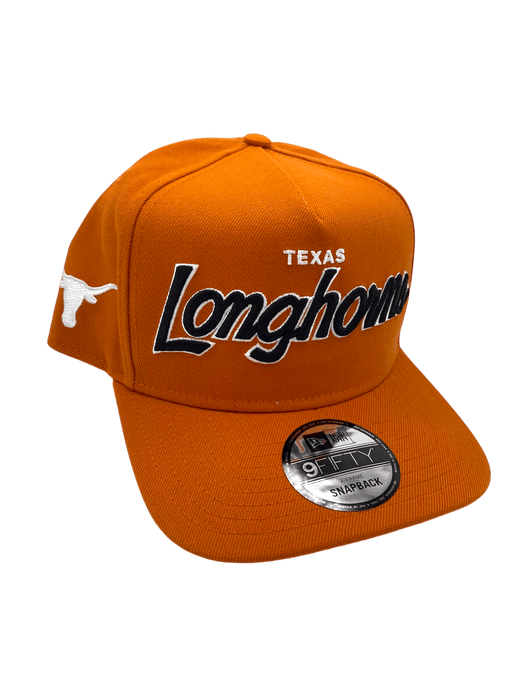 New Era Adjustable Hat OSFM / Orange Texas Longhorns New Era Burnt Orange Script A-Frame 9FIFTY Adjustable Snapback Hat- Men's