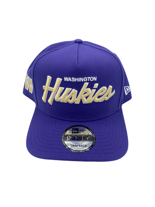 New Era Adjustable Hat OSFM / Purple Washington Huskies New Era Purple Script A-Frame 9FIFTY Adjustable Snapback Hat- Men's