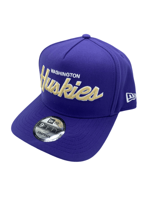 New Era Adjustable Hat OSFM / Purple Washington Huskies New Era Purple Script A-Frame 9FIFTY Adjustable Snapback Hat- Men's