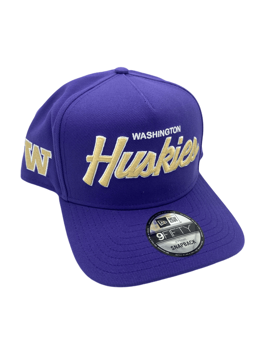 New Era Adjustable Hat OSFM / Purple Washington Huskies New Era Purple Script A-Frame 9FIFTY Adjustable Snapback Hat- Men's