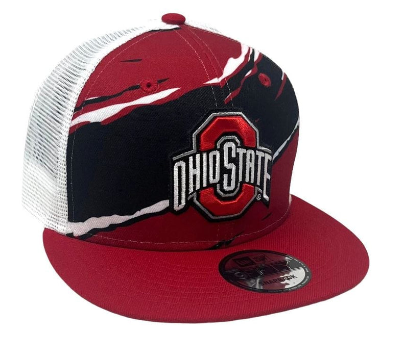 New Era Adjustable Hat Red Ohio State Buckeyes New Era Red Tear Stripe Trucker 9FIFTY Snapback Hat