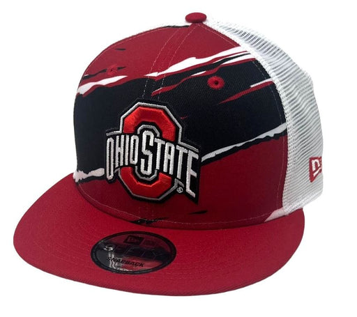 Ohio State Buckeyes New Era Red Tear Stripe Trucker 9FIFTY Snapback Hat