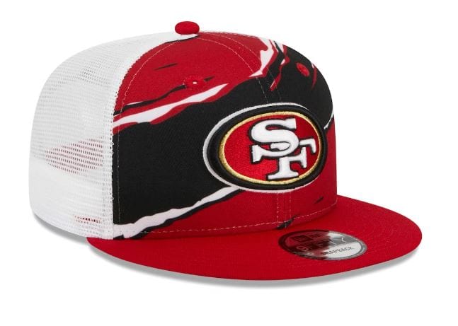 New Era Adjustable Hat Red San Francisco 49ers New Era Red Tear Stripe Trucker 9FIFTY Snapback Hat