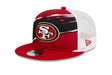 New Era Adjustable Hat Red San Francisco 49ers New Era Red Tear Stripe Trucker 9FIFTY Snapback Hat
