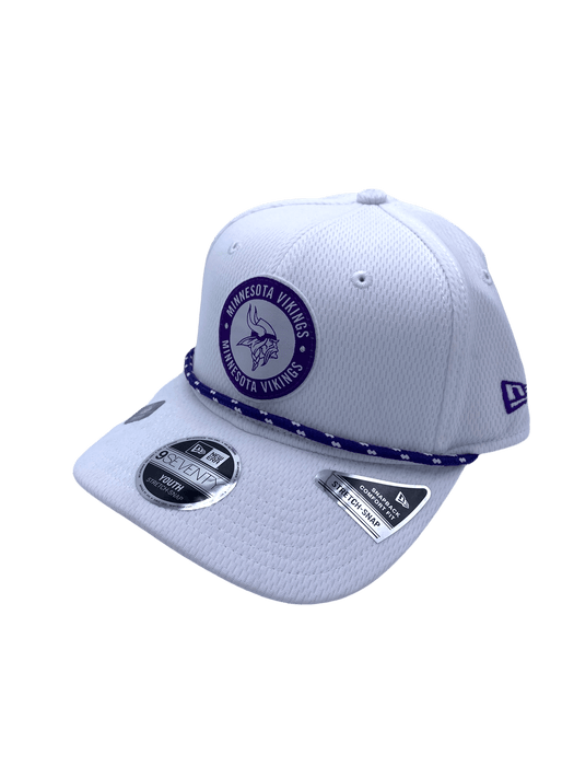 New Era Adjustable Hat Yth OSFA / White Youth Minnesota Vikings New Era White 2024 Sideline Roper 9SEVENTY Stretch-Snapback Hat