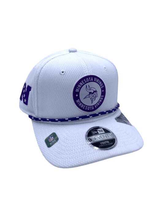 New Era Adjustable Hat Yth OSFA / White Youth Minnesota Vikings New Era White 2024 Sideline Roper 9SEVENTY Stretch-Snapback Hat