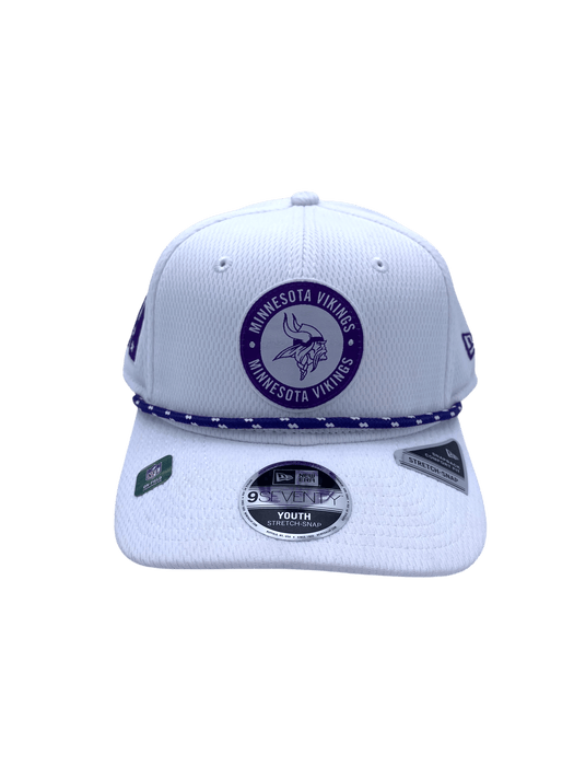 New Era Adjustable Hat Yth OSFA / White Youth Minnesota Vikings New Era White 2024 Sideline Roper 9SEVENTY Stretch-Snapback Hat