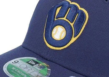 New Era Cap Co. Hats MLB ADJ / Navy Youth Milwaukee Brewers Navy New Era 9FORTY Player Replica M-Crown Adjustable Snapback Hat