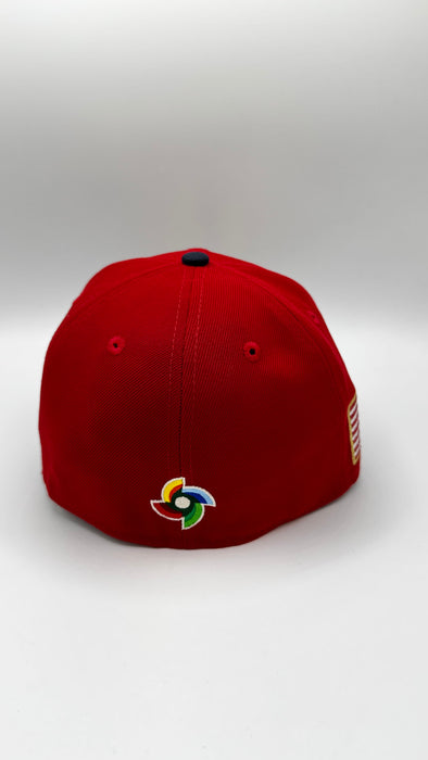 New Era Cap Co. Hats MLB Adult USA Baseball Jersey Script Custom Side Patch 59FIFTY Fitted Hat - Mens