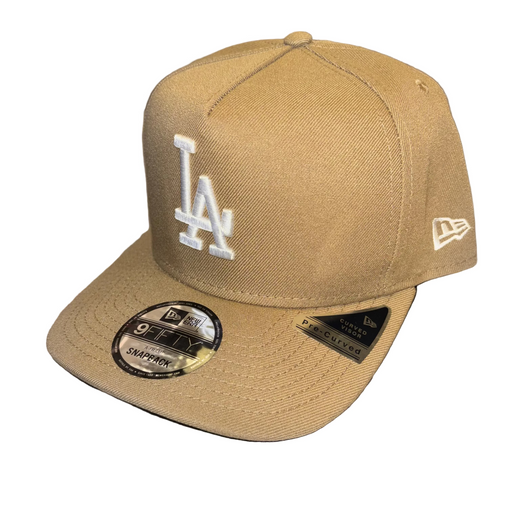 New Era Cap Co. Hats MLB SNAP / Tan Adult Los Angeles Dodgers New Era Tan/ White Poly A-Frame 9FIFTY Adjustable Snapback Hat - Men's
