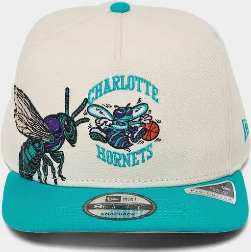 New Era Cap Co. Hats NBA SNAP Adult Charlotte Hornets New Era Chrome Mascot Illustrated A-Frame 9FIFTY Adjustable Snapback Hat - Men's