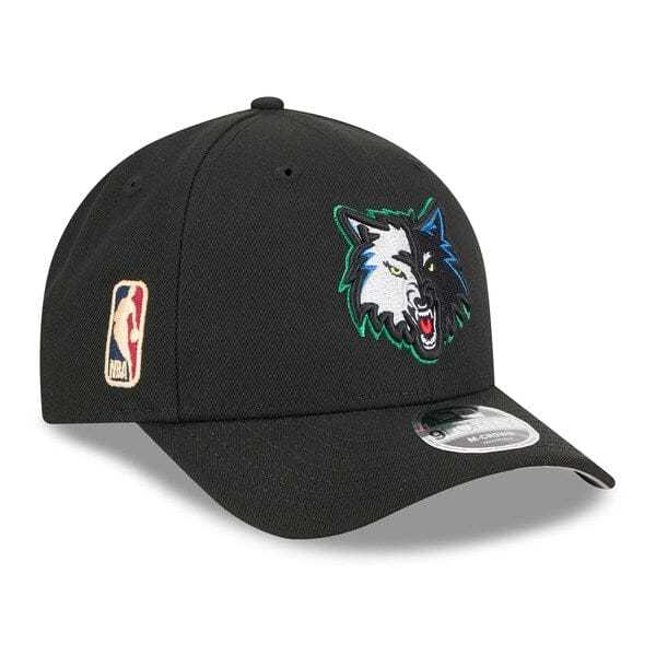 New Era Cap Co. Hats NBA SNAP Adult Minnesota Timberwolves New Era Black Hardwood Classic 9FORTY Fitted Hat - Men's