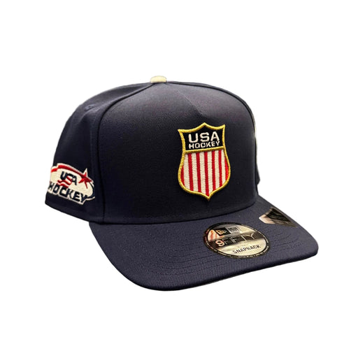 New Era Cap Co. Hats NBA SNAP Adult USA HOCKEY Navy New Era A-Frame 9FIFTY Adjustable Snapback Hat - Men's