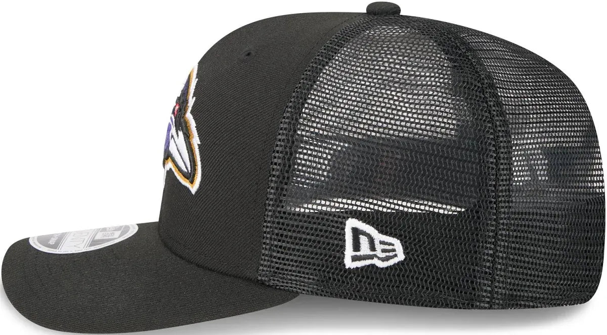 New Era Cap Co. Hats NFL ADJ / Black New Era Black Baltimore Ravens Main Trucker 9SEVENTY Stretch Snap Hat - Men's