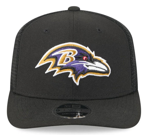 New Era Cap Co. Hats NFL ADJ / Black New Era Black Baltimore Ravens Main Trucker 9SEVENTY Stretch Snap Hat - Men's