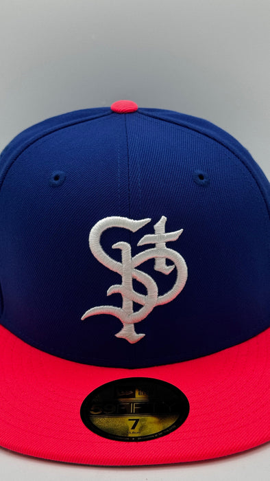 New Era Cap Co. Sized Hats MiLB Adult St. Paul Saints New Era Blue Mudonna Custom Side Patch 59FIFTY Fitted Hat - Men's