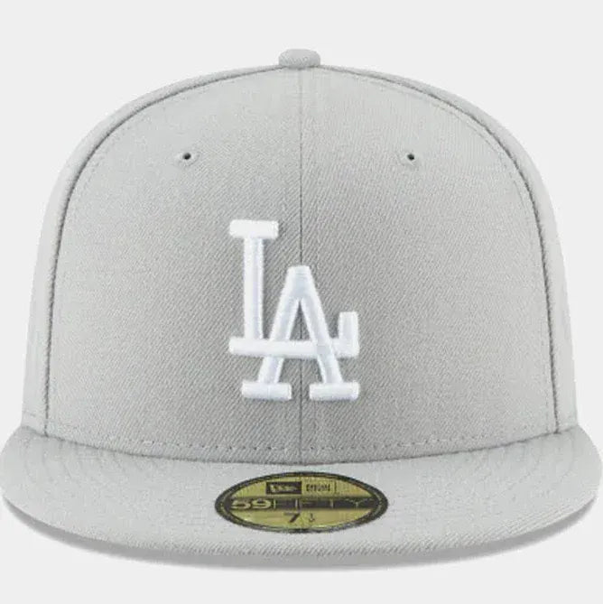 New Era Cap Co. Sized Hats MLB Adult Los Angeles Dodgers New Era Gray/White Basic 59FIFTY Fitted Hat - Men's