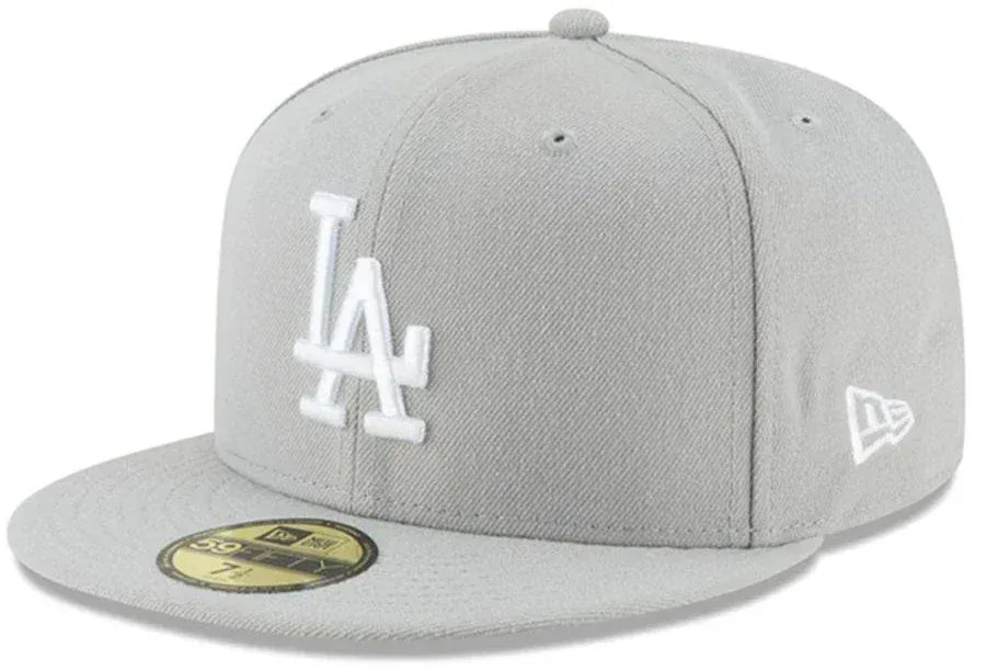 New Era Cap Co. Sized Hats MLB Adult Los Angeles Dodgers New Era Gray/White Basic 59FIFTY Fitted Hat - Men's