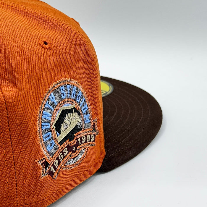 New Era Cap Co. Sized Hats MLB Adult Milwaukee Brewers New Era Orange Planet Ape Custom Side Patch 59FIFTY Fitted Hat - Men's