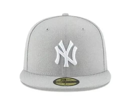 New Era Cap Co. Sized Hats MLB Adult New York Yankees New Era Gray/White Basic 59FIFTY Fitted Hat - Men's