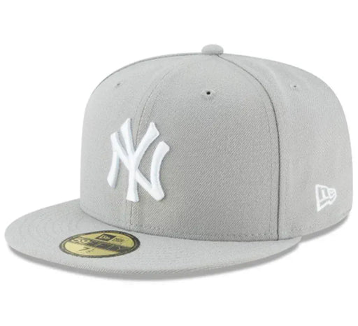 New Era Cap Co. Sized Hats MLB Adult New York Yankees New Era Gray/White Basic 59FIFTY Fitted Hat - Men's