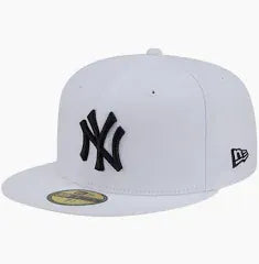 New Era Cap Co. Sized Hats MLB Adult New York Yankees New Era White & Black Basic 59FIFTY Fitted Hat - Men's