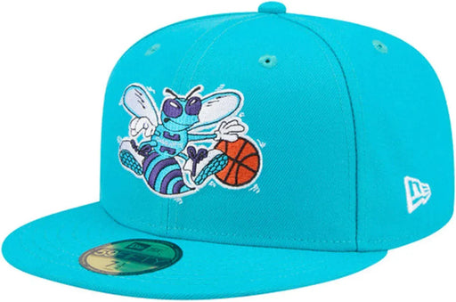 New Era Cap Co. Sized Hats NBA Adult Charlotte Hornets Teal Hardwood Classic Team Logo 59Fifty Fitted Hat - Men's