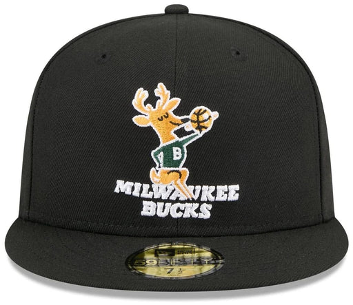New Era Cap Co. Sized Hats NBA Adult Milwaukee Bucks Black Hardwood Classic Team Logo 59Fifty Fitted Hat - Men's