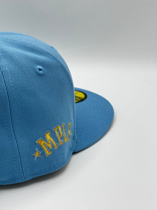 New Era Cap Co. Sized Hats NBA Adult Minneapolis Lakers New Era Baby Blue Custom Side Patch 59FIFTY Fitted Hat - Men's