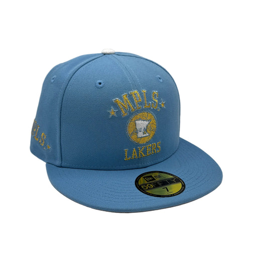 New Era Cap Co. Sized Hats NBA Adult Minneapolis Lakers New Era Baby Blue Custom Side Patch 59FIFTY Fitted Hat - Men's