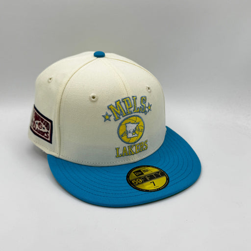 Adult Minneapolis Lakers New Era MPLS Chrome Custom Side Patch 59FIFTY Fitted Hat - Men's