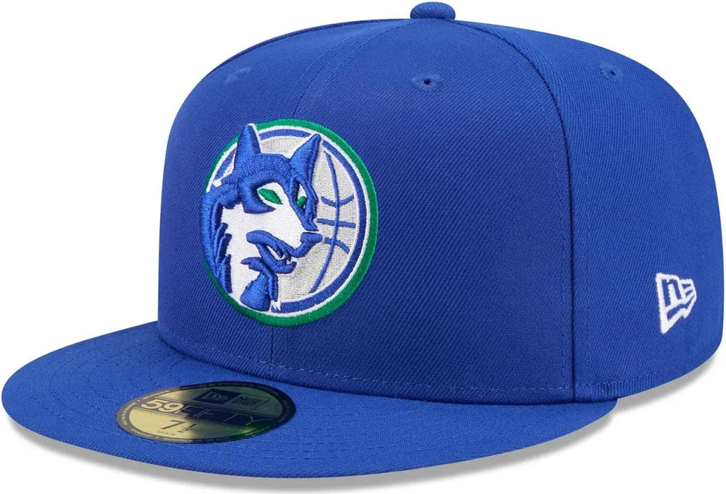 New Era Cap Co. Sized Hats NBA Adult Minnesota Timberwolves Blue Hardwood Classic Team Logo 59Fifty Fitted Hat - Men's