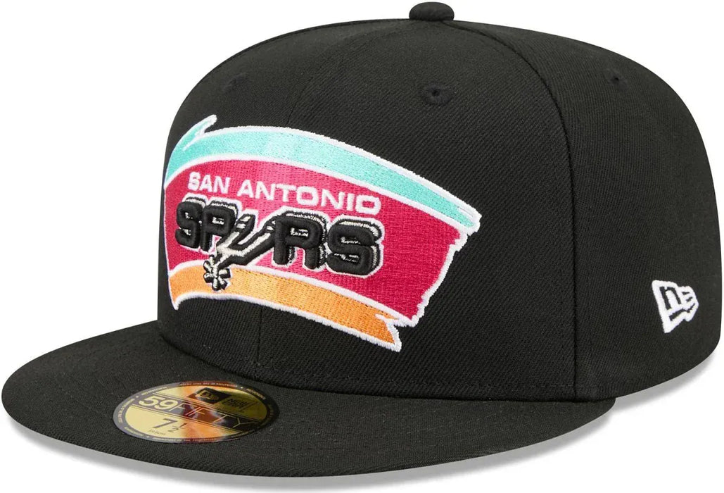New Era Cap Co. Sized Hats NBA Adult San Antonio Spurs Black Hardwood Classic Team Logo 59Fifty Fitted Hat - Men's