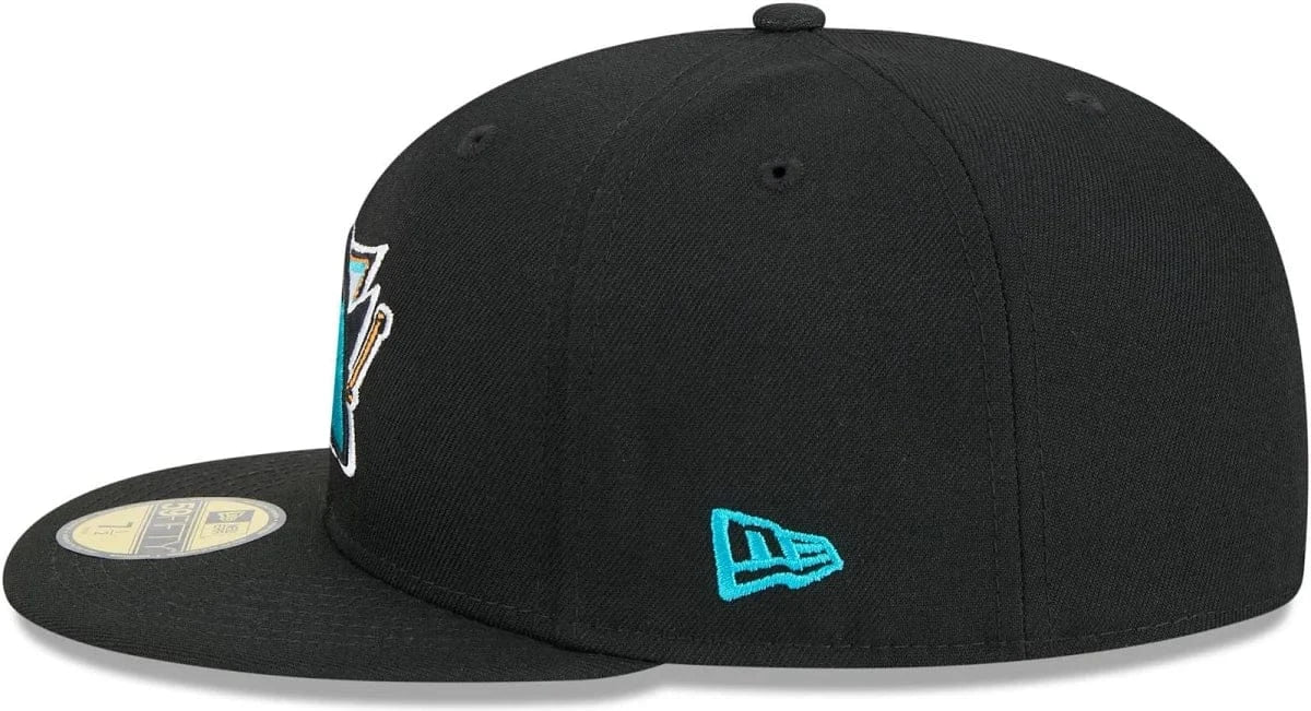 New Era Cap Co. Sized Hats NHL Adult San Jose Sharks New Era Black 59FIFTY Fitted Hat - Men's