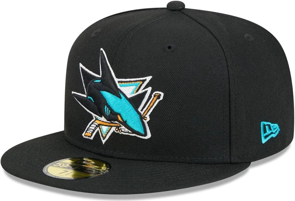 New Era Cap Co. Sized Hats NHL Adult San Jose Sharks New Era Black 59FIFTY Fitted Hat - Men's