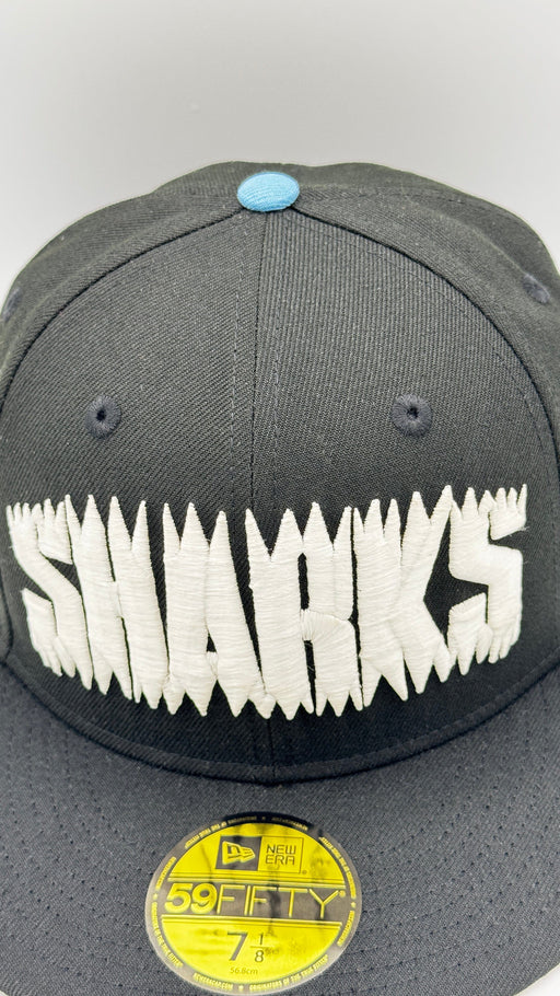 New Era Cap Co. Sized Hats NHL Adult San Jose Sharks New Era Black Custom Side Patch 59FIFTY Fitted Hat - Men's