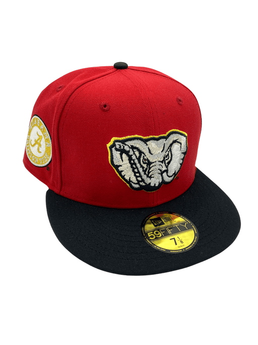 New Era Fitted Hat Adult Alabama Crimson Tide New Era Crimson/Black Custom Side Patch 59FIFTY Fitted Hat - Men's