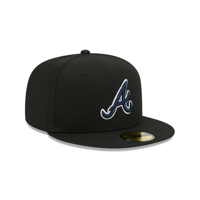New Era Fitted Hat Adult Atlanta Braves New Era Black/Team Basic 59FIFTY Fitted Hat - Men's
