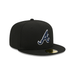 New Era Fitted Hat Adult Atlanta Braves New Era Black/Team Basic 59FIFTY Fitted Hat - Men's