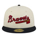 New Era Fitted Hat Adult Atlanta Braves New Era Chrome 2 Tone Chain Stitch Logo 59FIFTY Fitted Hat - Men's