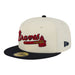New Era Fitted Hat Adult Atlanta Braves New Era Chrome 2 Tone Chain Stitch Logo 59FIFTY Fitted Hat - Men's
