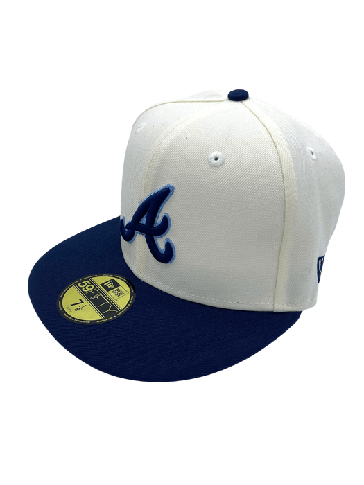 New Era Fitted Hat Adult Atlanta Braves New Era Chrome Custom Side Patch 59FIFTY Fitted Hat - Men's