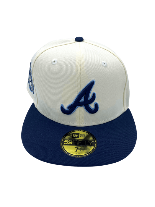 New Era Fitted Hat Adult Atlanta Braves New Era Chrome Custom Side Patch 59FIFTY Fitted Hat - Men's
