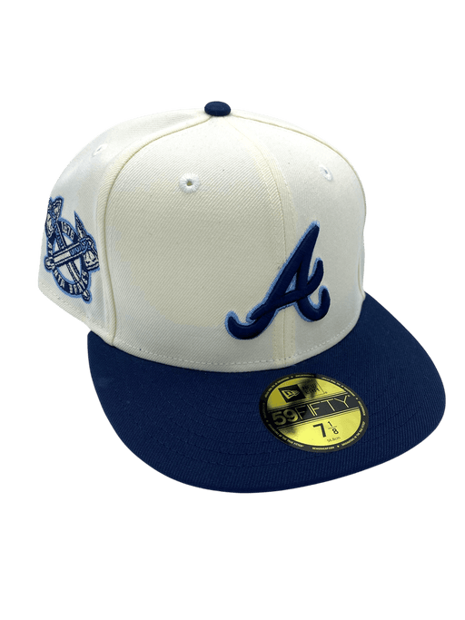 New Era Fitted Hat Adult Atlanta Braves New Era Chrome Custom Side Patch 59FIFTY Fitted Hat - Men's