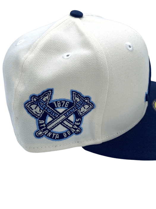 New Era Fitted Hat Adult Atlanta Braves New Era Chrome Custom Side Patch 59FIFTY Fitted Hat - Men's